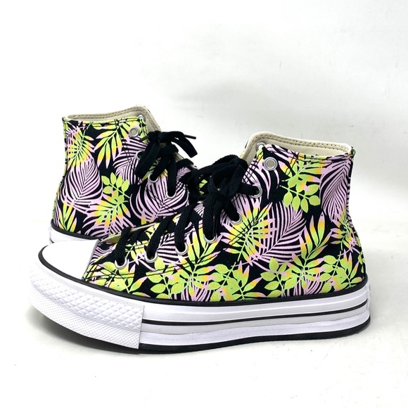 Converse Ctas Lift Platform Shoes Women Kids Pink Black Canvas High Top A01201C - Picture 7 of 10